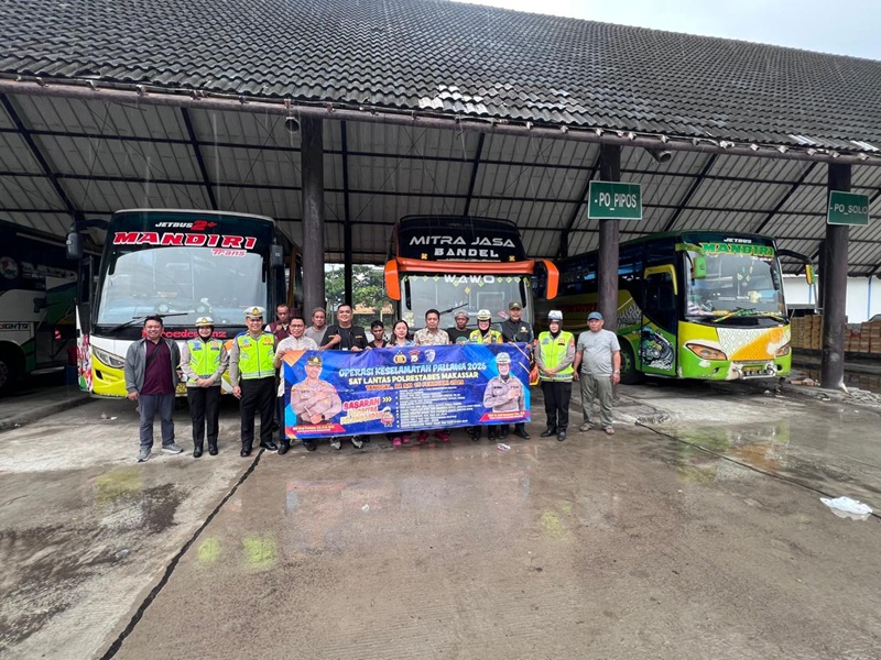 Operasi Keselamatan Pallawa 2026, Sat Lantas Polrestabes Makassar Gelar Ramp Check di Terminal