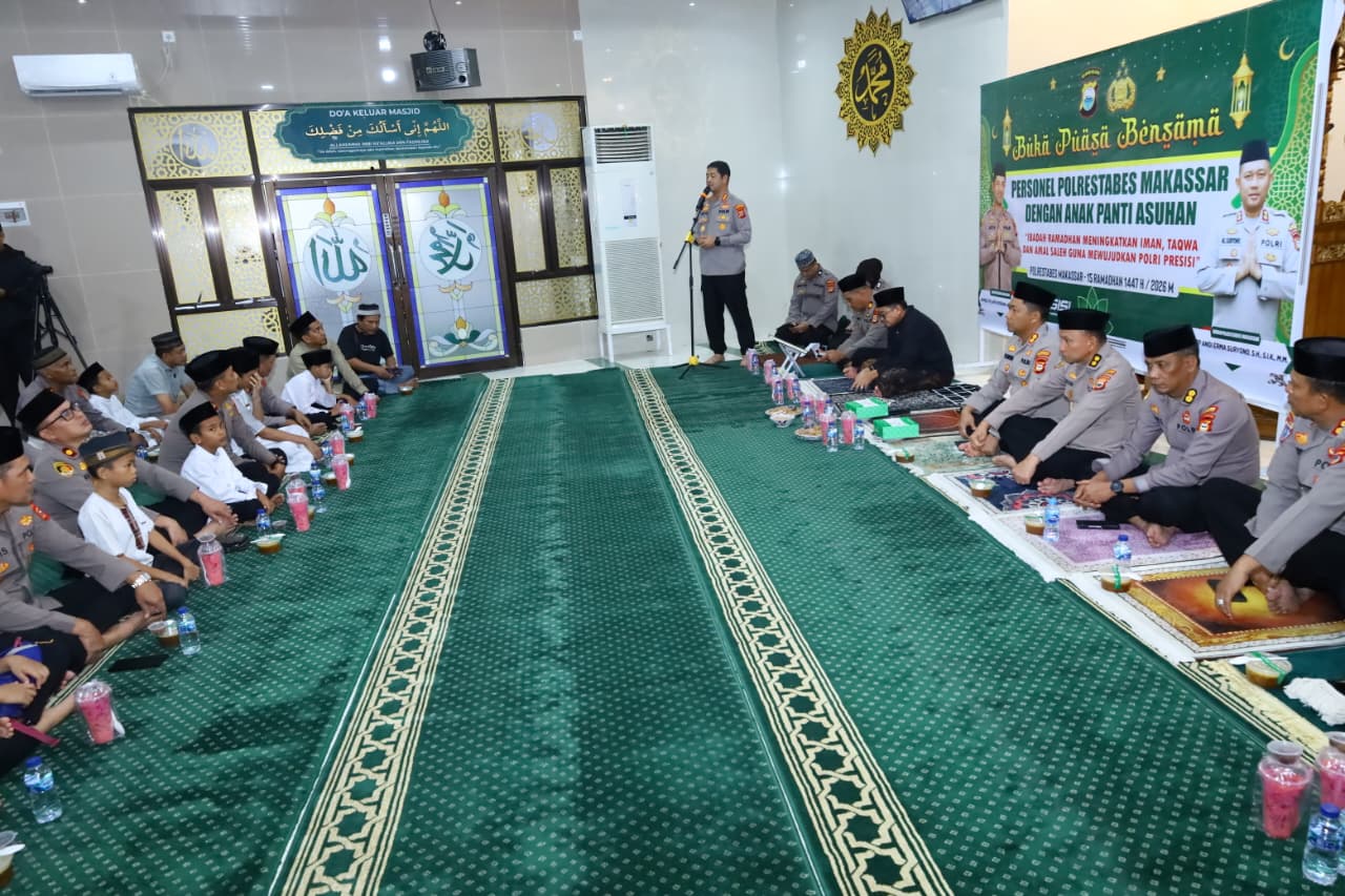 Polrestabes Makassar Berbagi Kebersamaan Ramadhan dengan Buka Puasa Bersama Anak Panti Asuhan