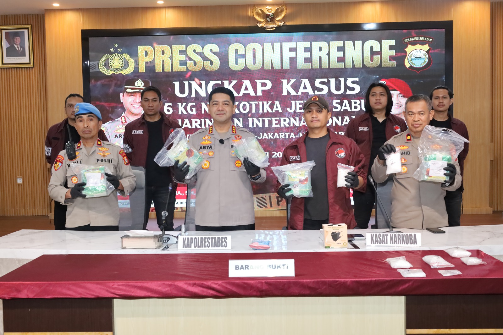 Polrestabes Makassar Ungkap Jaringan Sabu Internasional Malaysia-Riau-Jakarta-Makassar, Amankan 7 Tersangka dan 6 Kg Sabu
