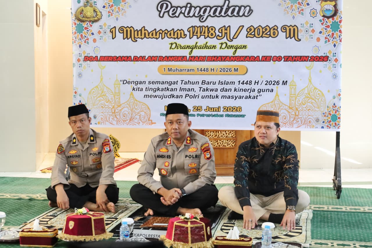 Sambut Hari Bhayangkara ke-80 dan Peringati Tahun Baru Islam 1448 H, Polrestabes Makassar Gelar Dzikir dan Doa Bersama